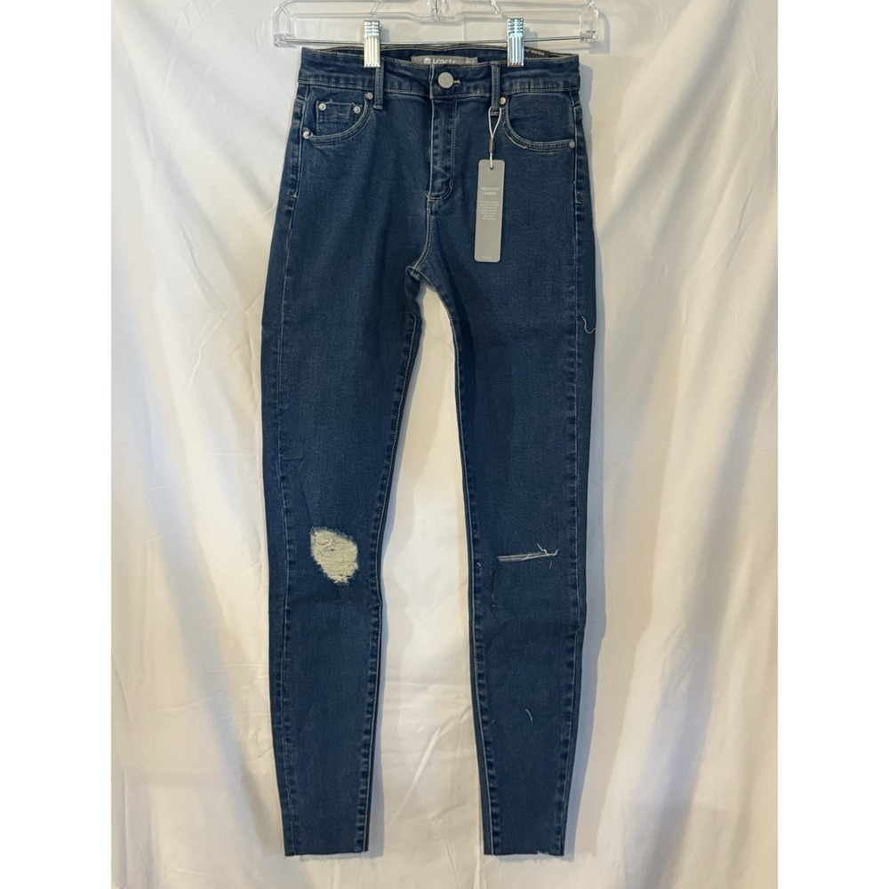 Tractr Women's Size 00/24 Distressed Mid Rise Jeans NWT Blue Denim